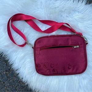 Red Heart Patterned Crossbody Suitcase Purse
